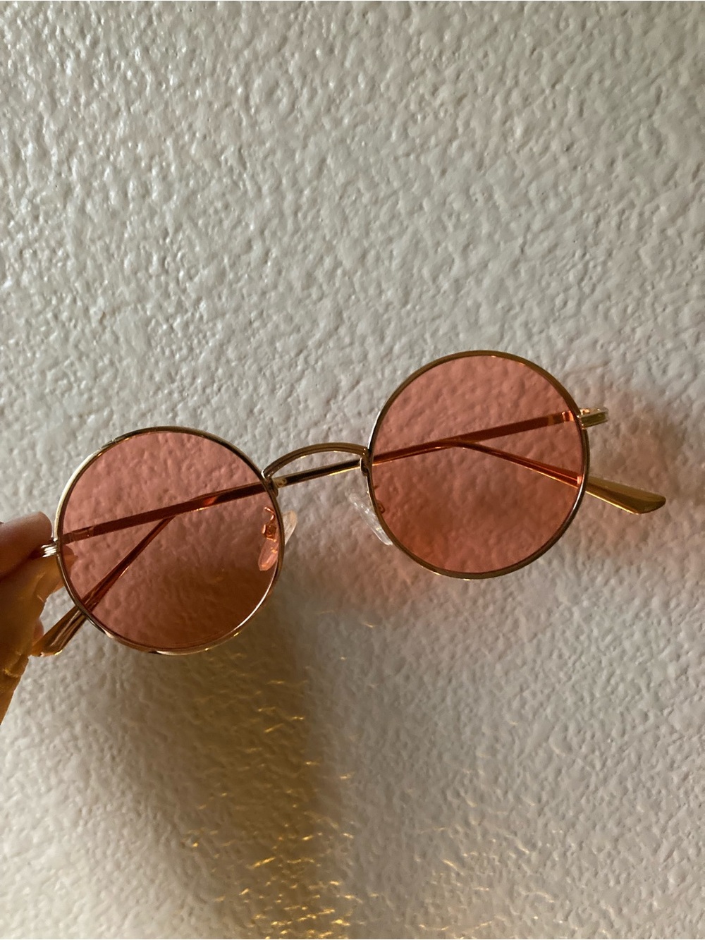 Boho Round Pink Tinted Sunglasses with Gold Frame - Picture 2 of 6